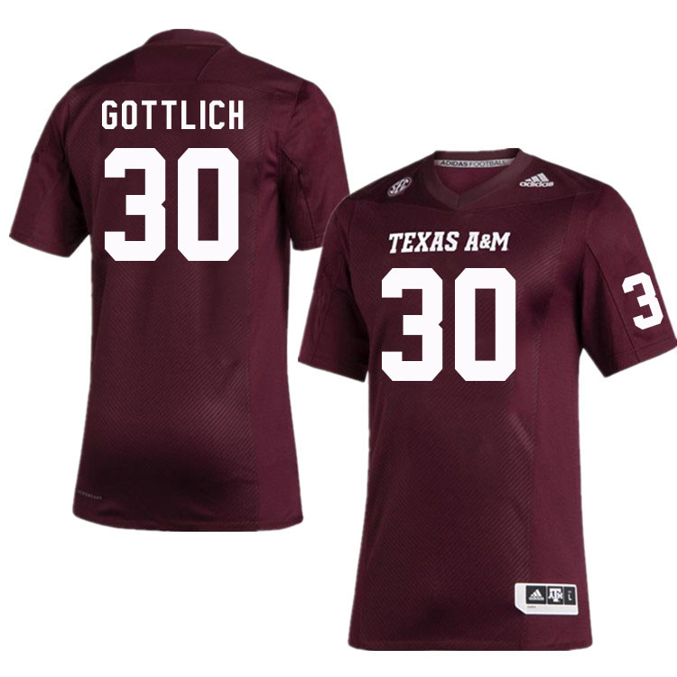 Men #30 Robert Gottlich Texas A&M Aggies College Football Jerseys Stitched Sale-Maroon